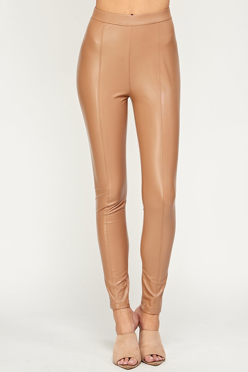 Tan Faux Leather Pant