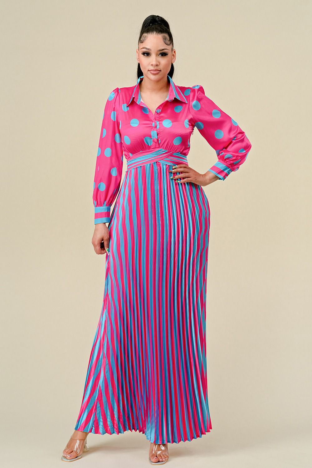 Pink and Blue Stripes and Dots